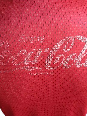 Coca-Cola Vintage Medium T-shirt Single Stitch Red Nylon mesh 2 Sided 1980s